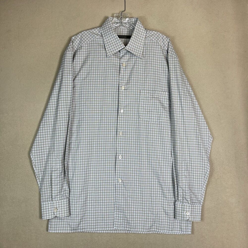 Ermenegildo Zegna Shirt Mens XL Multicolor Plaid Long Sleeve Cotton Button Up